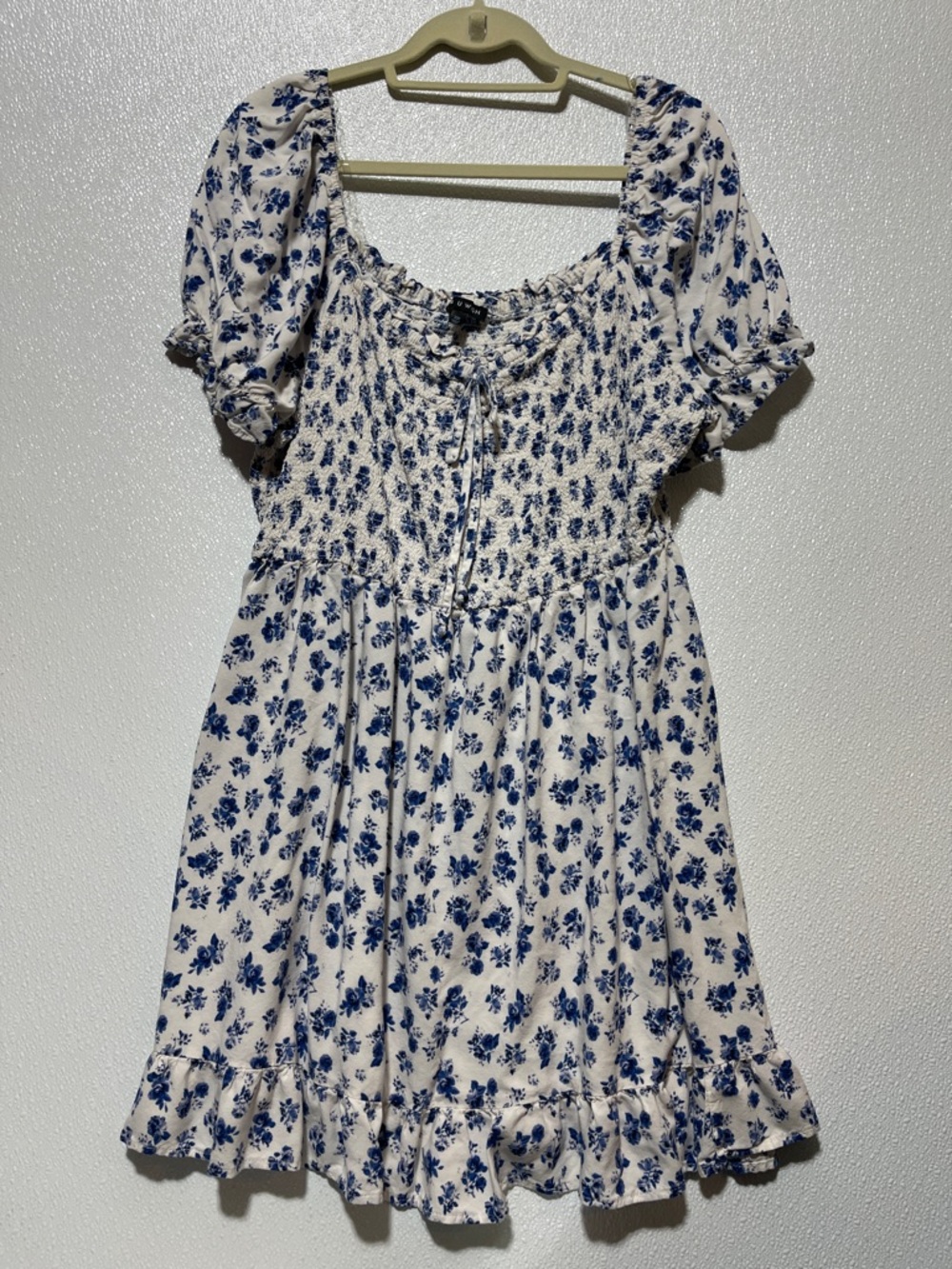 3/$30 As U Wish White Dress with Blue Floral Print